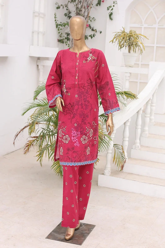 Suntex Fabrics - 2 Piece - Printed Lawn Suit - Magenta