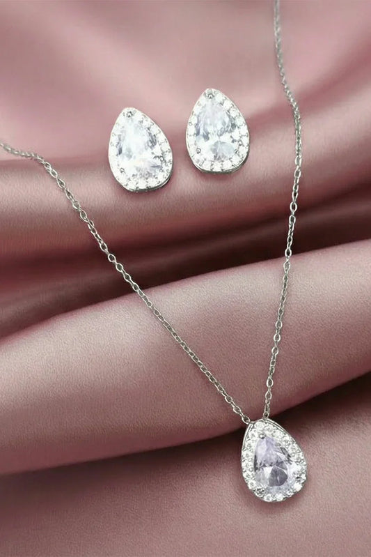 Pastels - Crystal Teardrop Earrings & Necklace Set - S036