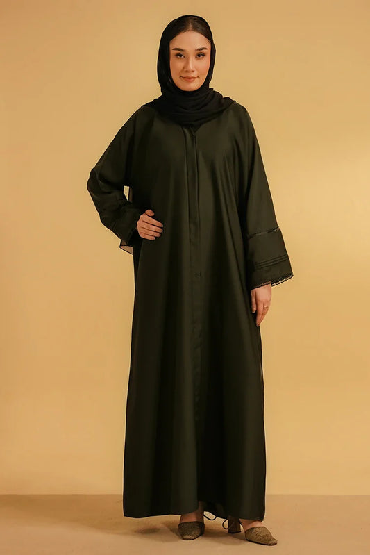 Divinely Crafted - Basic Pleat Abaya - Dark Green