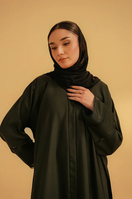 Divinely Crafted - Basic Pleat Abaya - Dark Green