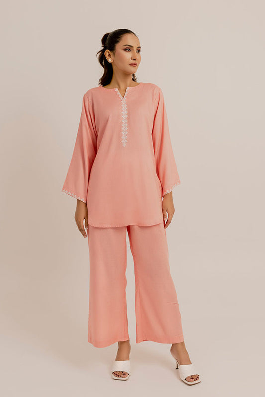 Picture of <!--acc-->The Slay Wear - Basic Stitched - Peach Embroidered Set - Available at Raja Sahib