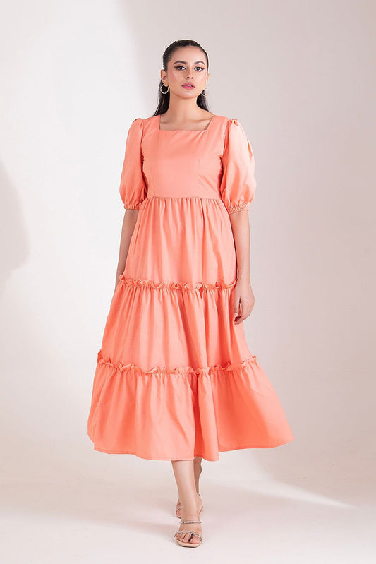 Picture of <!--bpz-->The Slay Wear - Western Top - Peach Petal Dress - Available at Raja Sahib