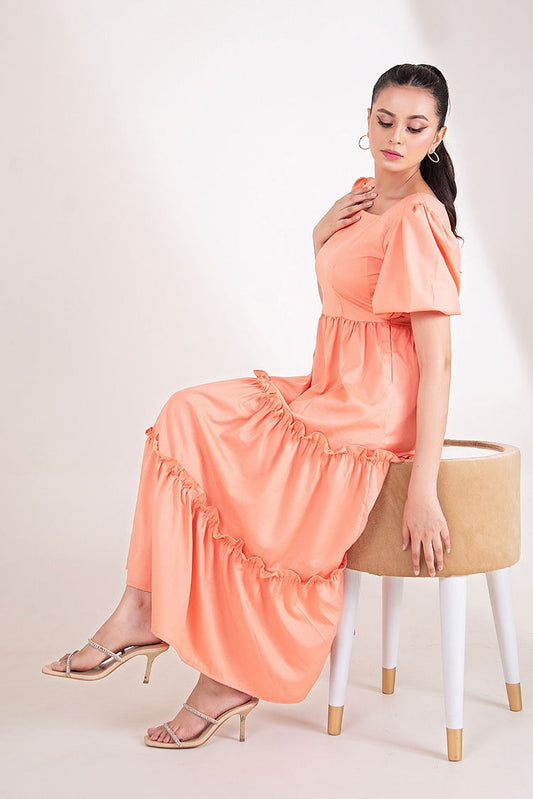 Picture of <!--bpz-->The Slay Wear - Western Top - Peach Petal Dress - Available at Raja Sahib