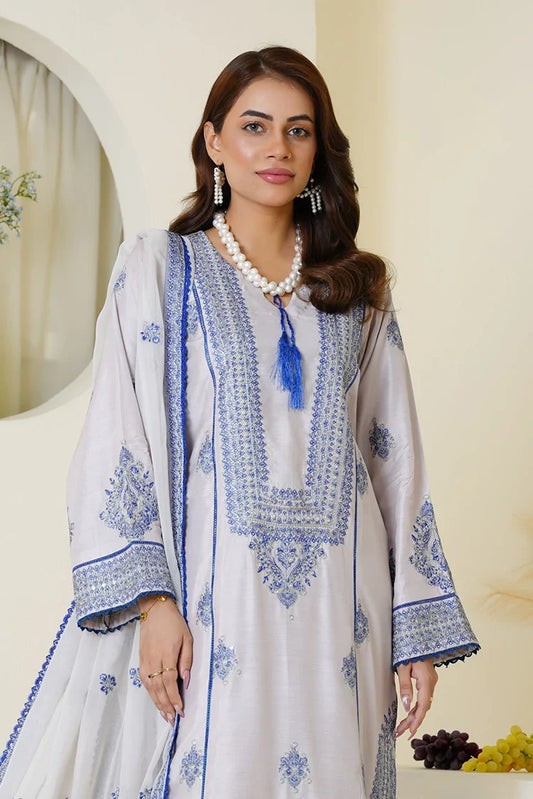 Threads & Weaves - Embroidered Viscose 3-Piece Suit - Icy Lavender & Blue