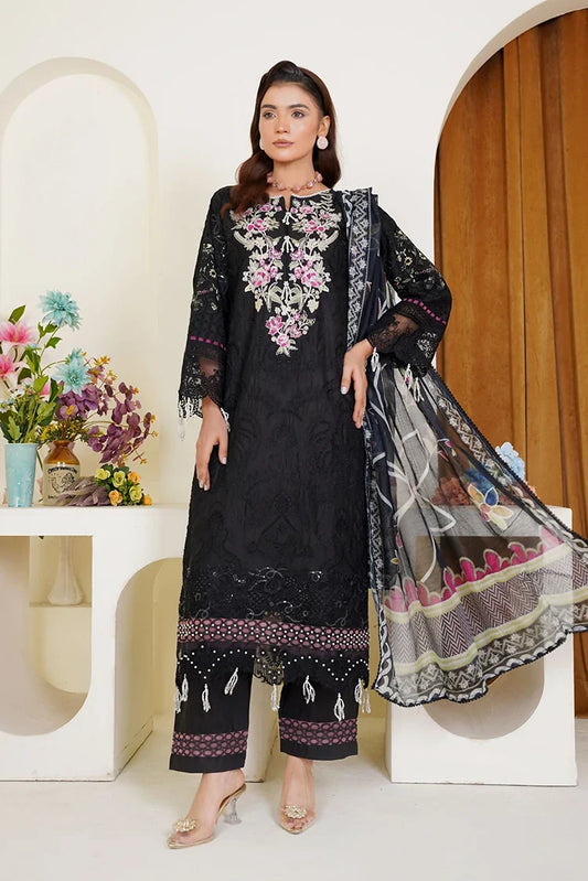 Threads & Weaves - Embroidered Viscose 3-Piece Suit - Black