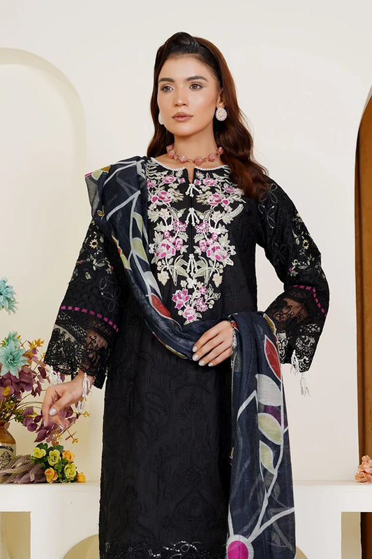 Threads & Weaves - Embroidered Viscose 3-Piece Suit - Black