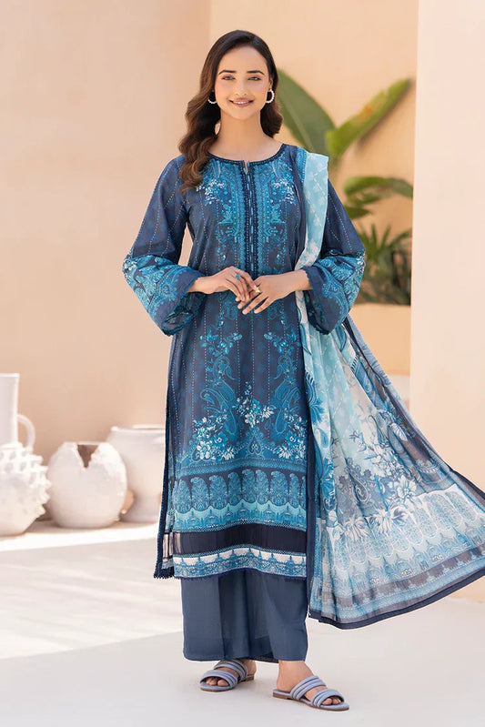 3-PC Unstitched Printed Lawn Suit