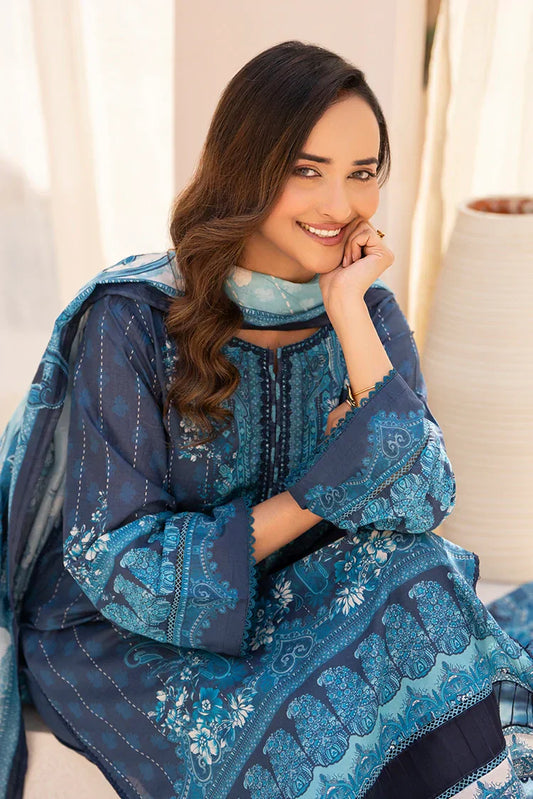 3-PC Unstitched Printed Lawn Suit