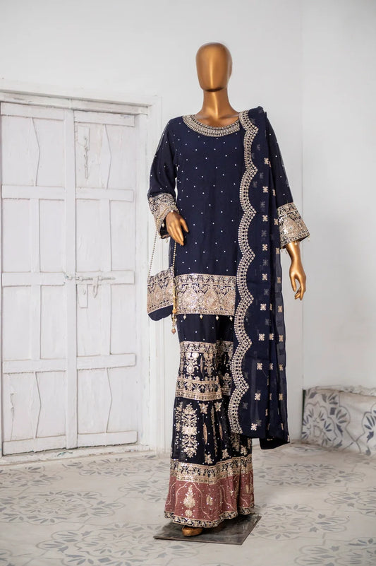 Saira Sultana - Gharara Collection - Haniya - Navy Blue