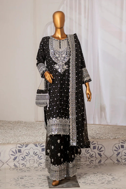 Saira Sultana - Long Shirt Plazo - Mah-Jabeen - Black