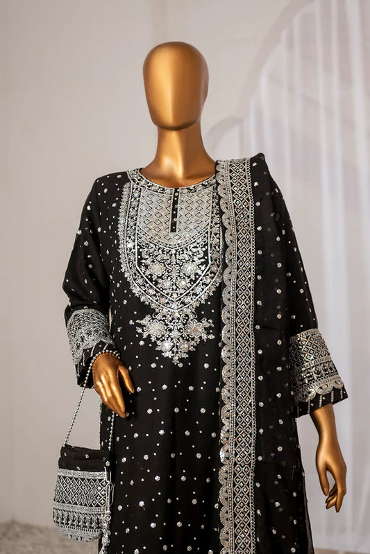 Saira Sultana - Long Shirt Plazo - Mah-Jabeen - Black