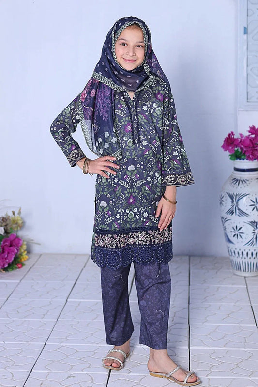Suntex Fabrics - Printed Lawn Chikankari Embroidered Suit - 3 Piece