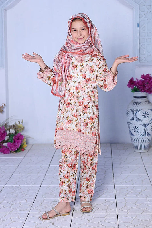 Suntex Fabrics - Printed Lawn Chikankari Embroidered Suit - 3 Piece