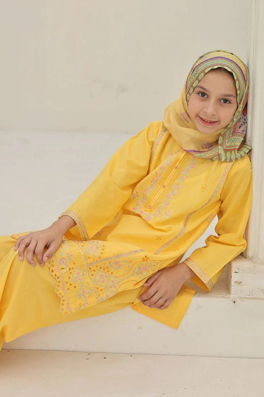 Suntex Fabrics - 3 Piece Embroidered Lawn Suit - Yellow Blossom