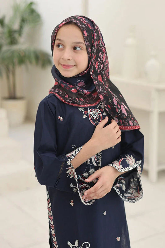 Suntex Fabrics - 3 Piece Embroidered Lawn Suit - Royal Navy
