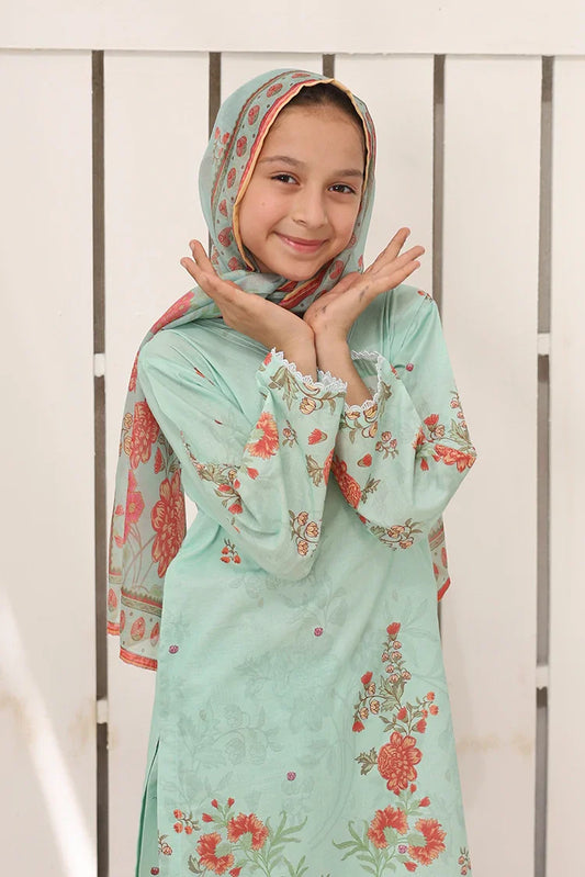 Suntex Fabrics - Mint Green Printed Lawn Suit - 3 Piece