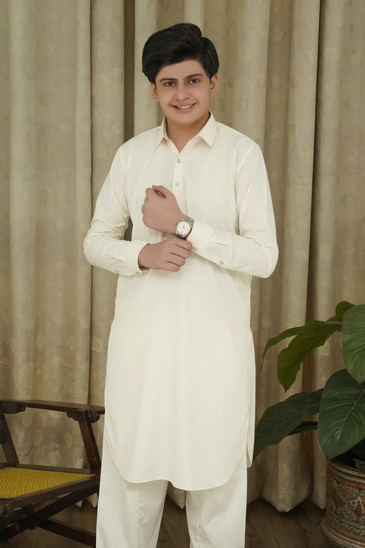 Maqsood Garments - Collar Kid's Kameez Shalwar - Boski