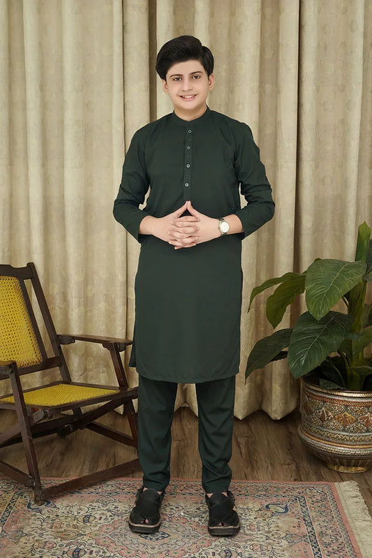 Maqsood Garments - Kid's Wash & Wear Kameez Shalwar - Green