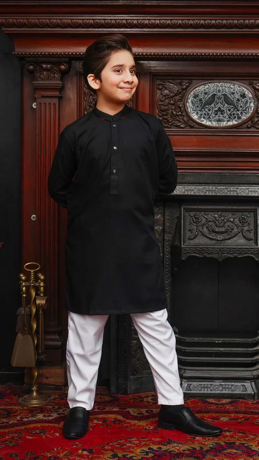 Maqsood Garments - Kid's Wash & Wear Kurta - Jet Black