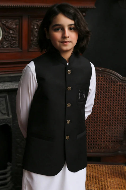 Maqsood Garments - Tropical Kid's Waistcoat - Black