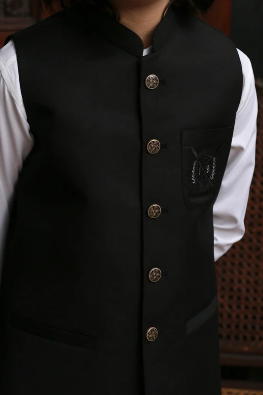 Maqsood Garments - Tropical Kid's Waistcoat - Black