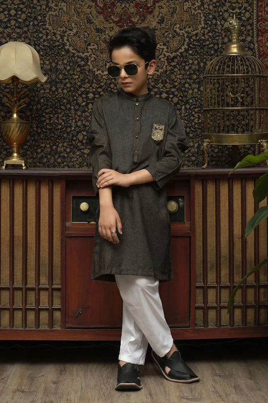 Maqsood Garments - Patched Kid's Kurta - Brown