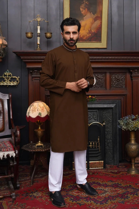 Maqsood Garments - Men's Wash & Wear Kurta - Brown