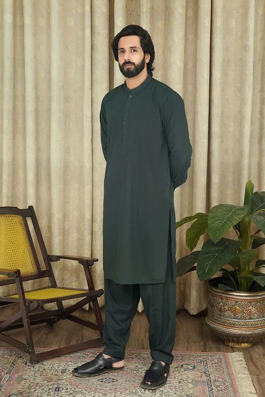 Maqsood Garments - Wash & Wear Men's Shalwar Kameez - Green