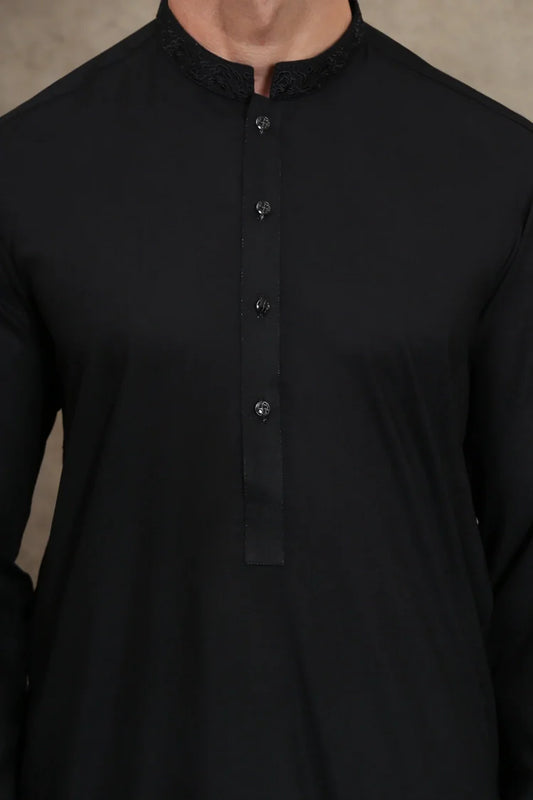 Maqsood Garments - Men's Wash & Wear Kurta - Jet Black