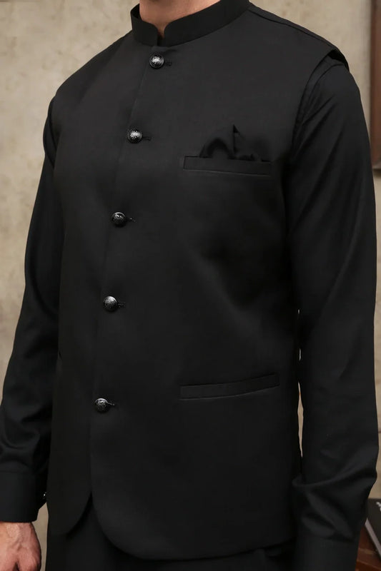 Maqsood Garments - Tropical Men's Waistcoat - Black