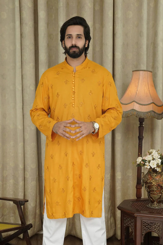 Maqsood Garments - Embroidered Men's Kurta - Mustrad