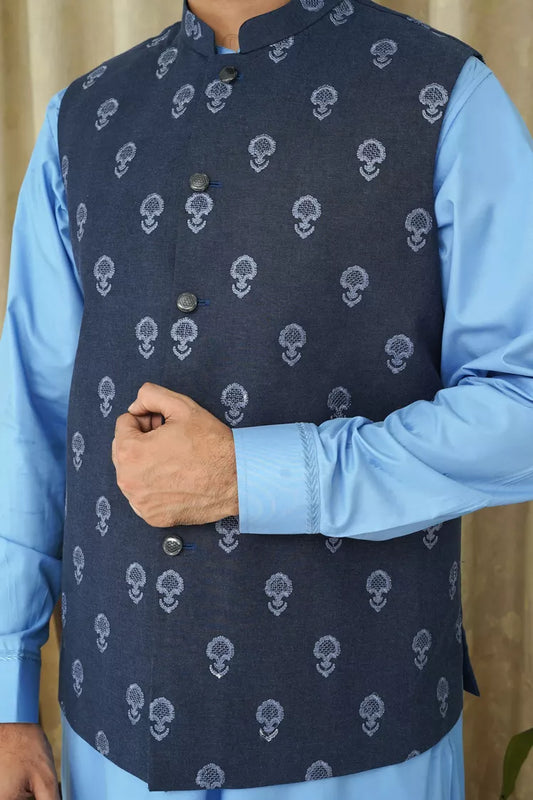 Maqsood Garments - Embroidery Men's Waistcoat - Blue