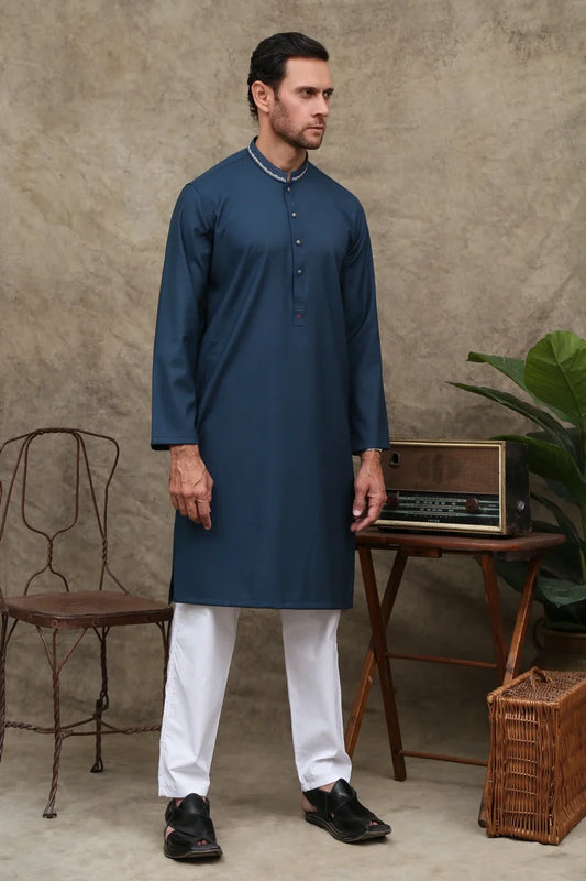 Maqsood Garments - Men's Wash & Wear Kurta - Stone Blue