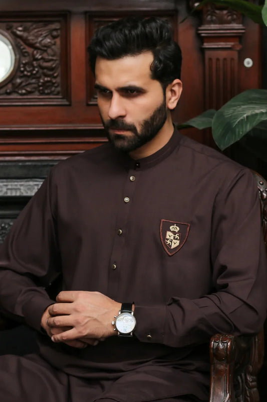 Maqsood Garments - Wash & Wear Men's Shalwar Kameez - Dark Purple