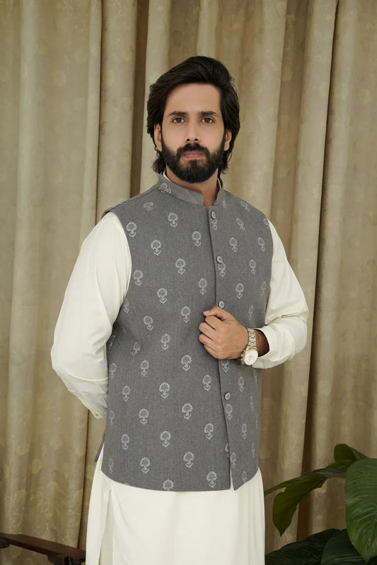 Maqsood Garments - Embroidery Men's Waistcoat - Grey
