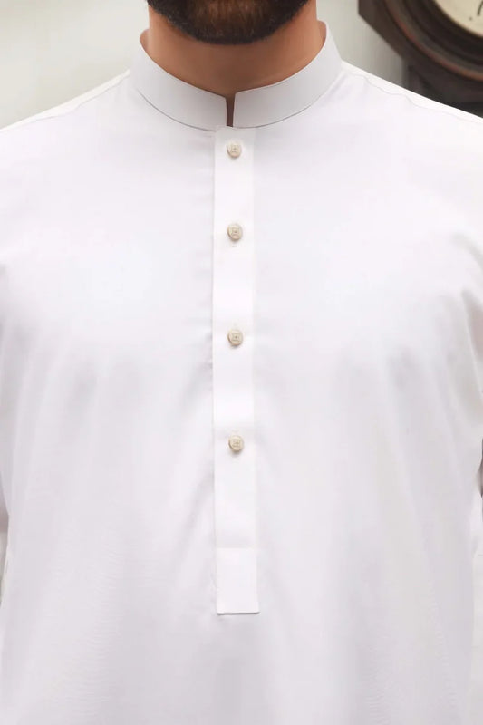 Maqsood Garments - Men's Shalwar Kameez - White Boski