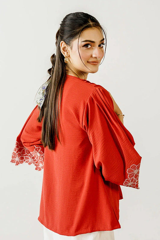 Peelu - Top with Embroidered Sleeves