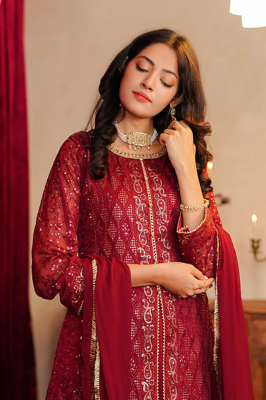 Alsiyaab - Adaa e Khaas - 3 Piece - Sana - Maroon