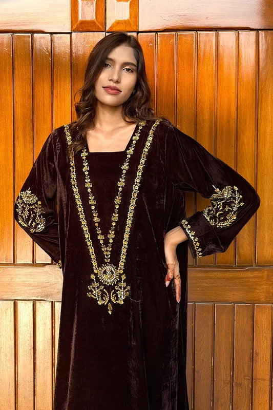 Ombrella - Velvet collection - Kaftan Chocolate Brown