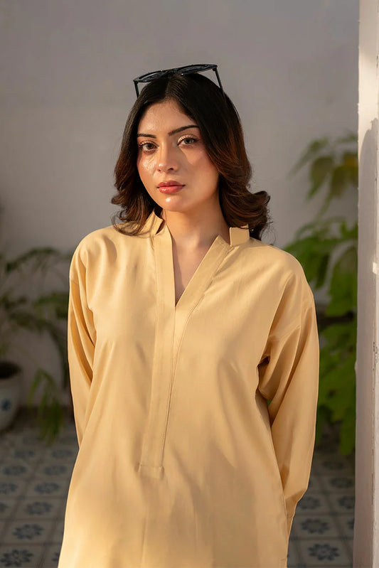 Zauk - Eid Edit - Shirt & Printed Skirt - Lemon Yellow