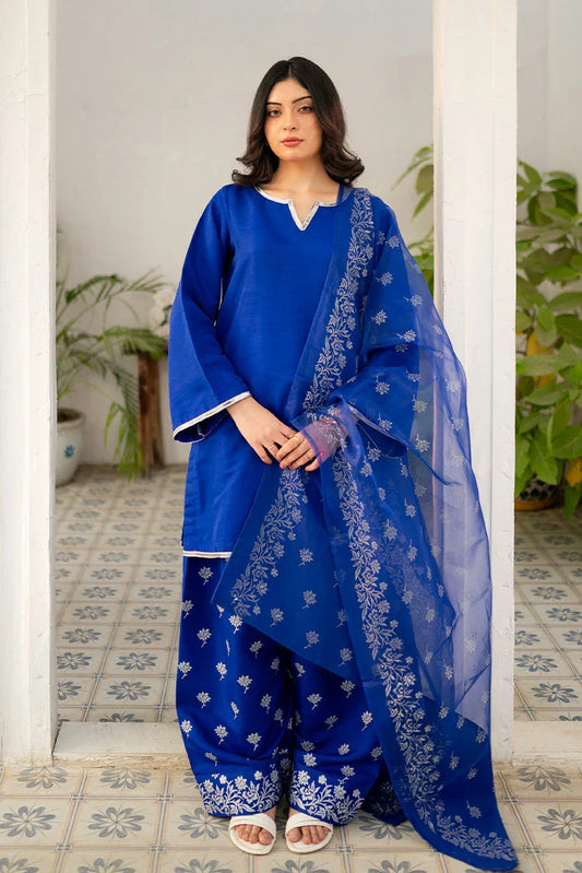 Zauk - Eid Edit - Farshi Shalwar Suit - Royal Blue
