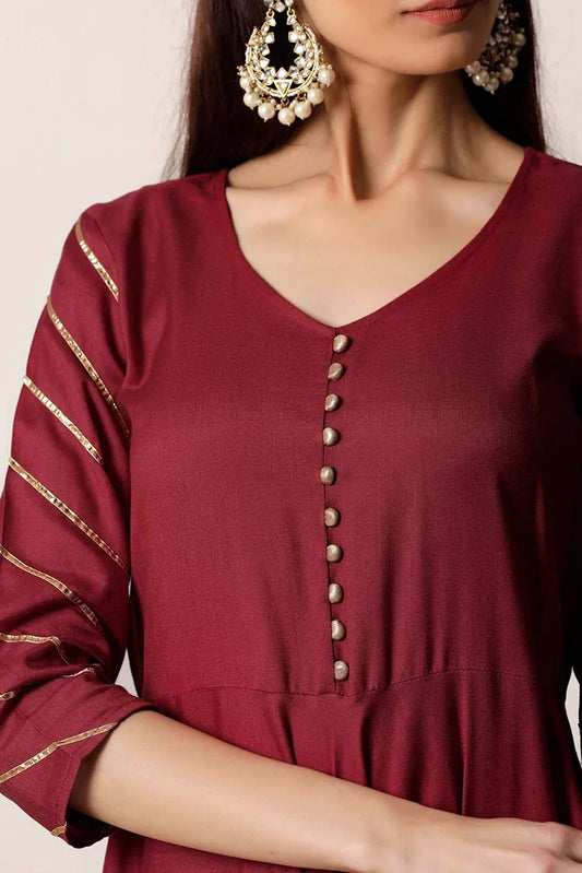 Zeek - Maroon Gota Kurta And Palazzo - D208