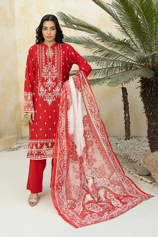 Ziara - Embroidered Lawn Suit - 3 Piece - SKU-09