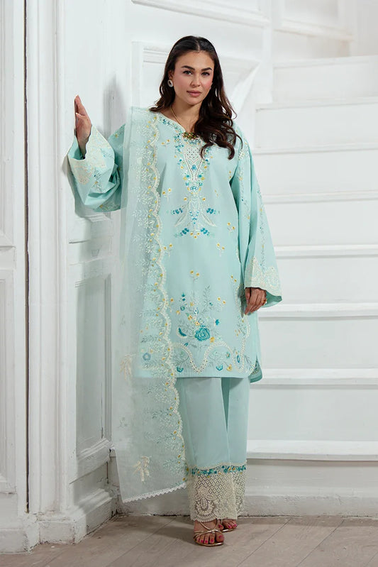 Zarlay - Gull Bahar Luxury Lawn - 3 Piece - Trending Ice Blue