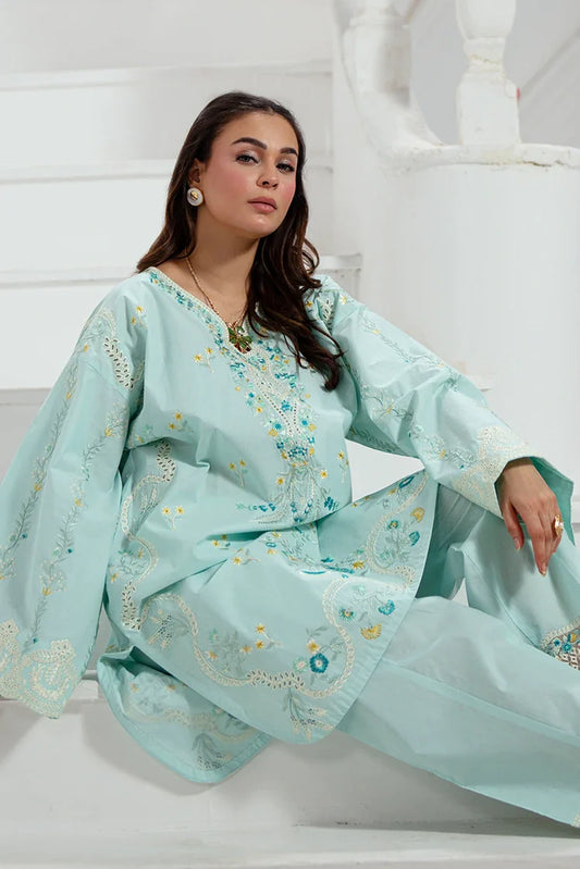 Zarlay - Gull Bahar Luxury Lawn - 3 Piece - Trending Ice Blue