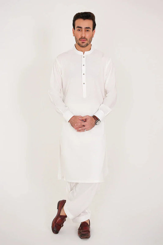 Off White Men's Suit Stitched Blended Fabric Design