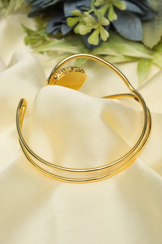 Zehnaz - Clarita Gold-Plated Blue Agate Open Cuff Bangle