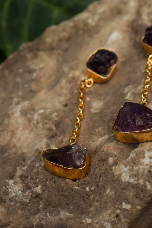 Zehnaz - Amethyst Dangle Drops Earrings