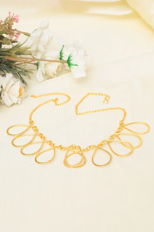 Zehnaz - Ainara Golden Neckpiece Gold-Plated Statement Drop Collar Necklace