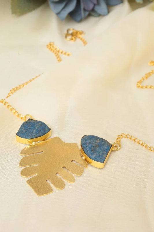 Zehnaz - Golden Leaf Necklace Gold-Plated Bohemian Statement Jewelry